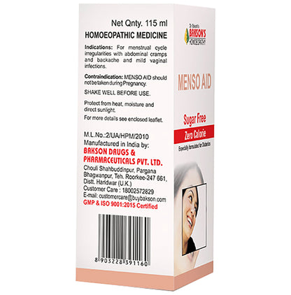 Bakson's Homeopathy Menso Aid Syrup Sugar Free