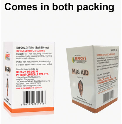 Bakson's Homeopathy Mig Aid Tablet