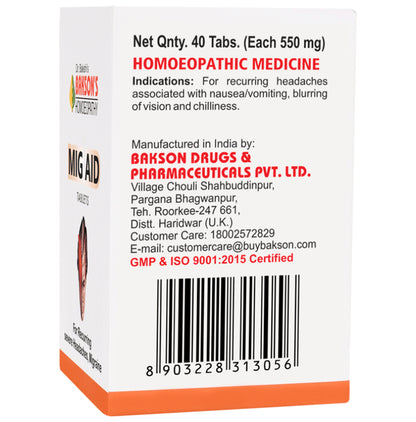 Bakson's Homeopathy Mig Aid Tablet