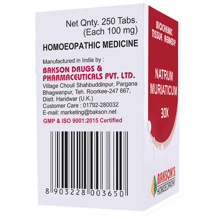 Bakson's Homeopathy Natrum Muriaticum Biochemic Tablet 30X