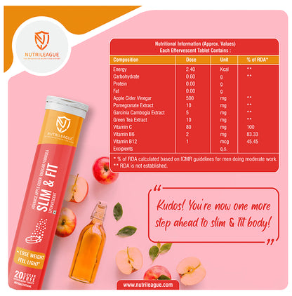 Nutrileague Slim & Fit Apple Cider Vinegar Effervescent Tablet