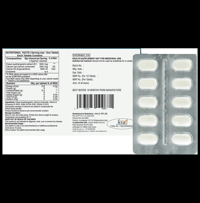 Activist Cal Calcium Tablet (10 Each)