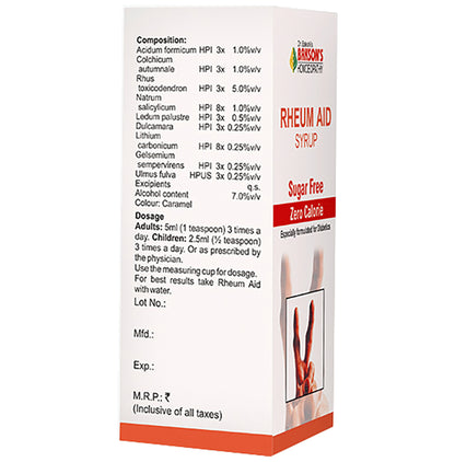 Bakson's Homeopathy Rheum Aid Syrup Sugar Free