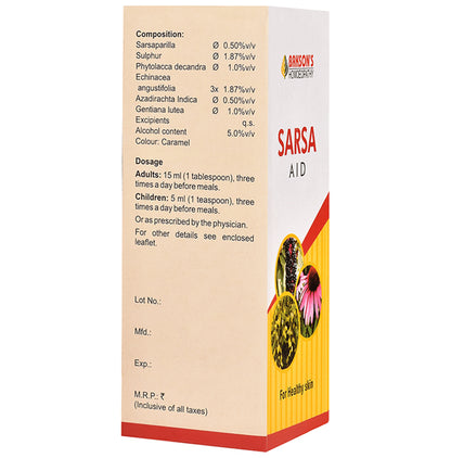 Bakson's Homeopathy Sarsa Aid Syrup
