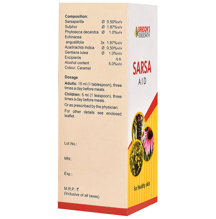 Bakson's Homeopathy Sarsa Aid Syrup