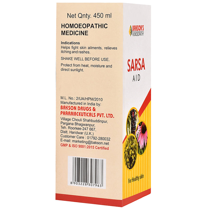 Bakson's Homeopathy Sarsa Aid Syrup