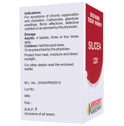 Bakson's Homeopathy Silicea Biochemic Tablet 12X