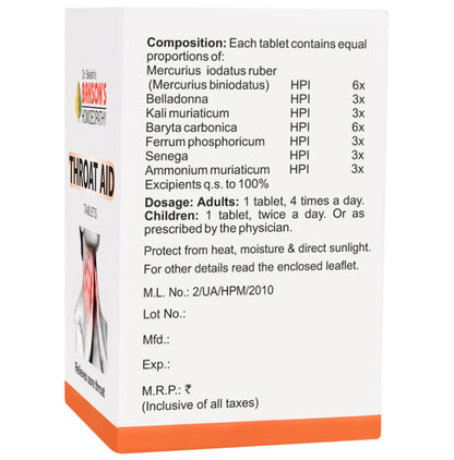Bakson's Homeopathy Throat Aid Tablet