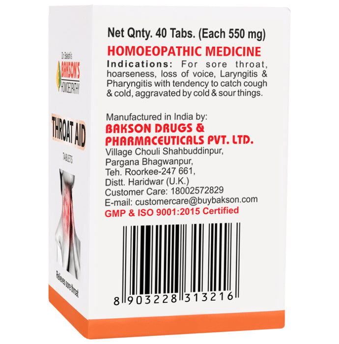 Bakson's Homeopathy Throat Aid Tablet