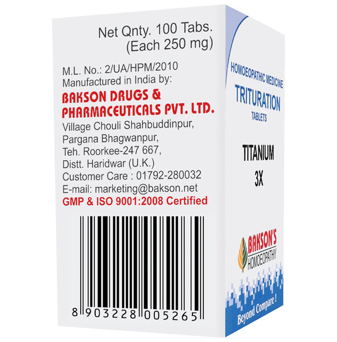 Bakson's Homeopathy Titanium Trituration Tablet 3X