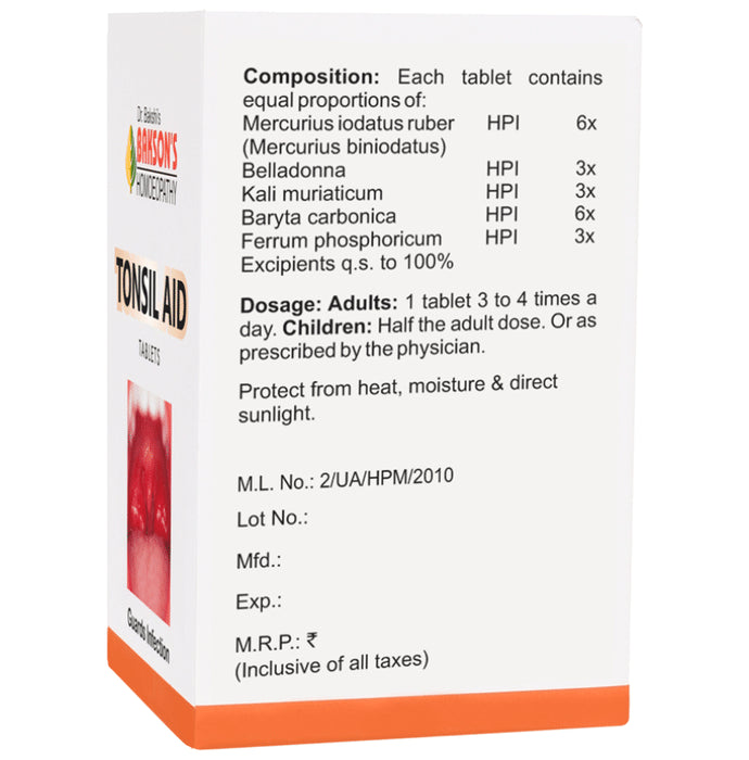 Bakson's Homeopathy Tonsil Aid Tablet