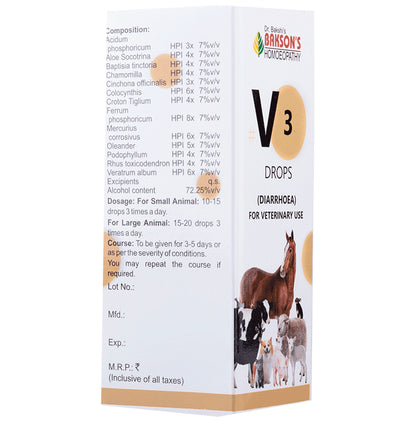 Bakson's Homeopathy V-3 Diarrhoea Drop for Veterinary Use