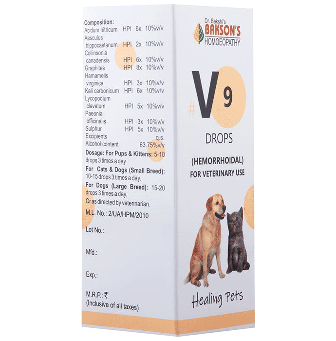 Bakson's Homeopathy V9 Hemorrhoidal Drop for Veterinary Use