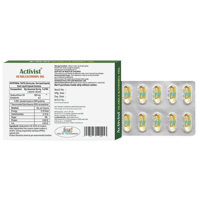 Activist Seabuckthorn Oil Liquid Capsule (10 Each)
