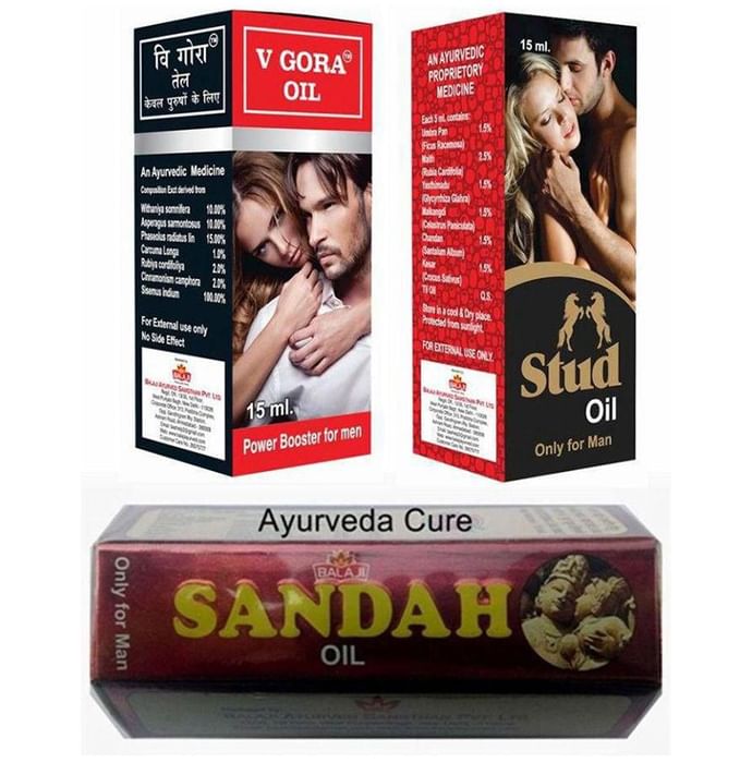 Balaji Combo Pack of Stud Oil, Sandah Oil and V Gora Oil (15ml Each) - Classic Derma