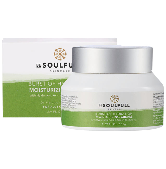 Be Soulfull Burst Of Hydration Moisturizing Cream with Hyaluronic Acid and Green Tea Extract - Classic Derma