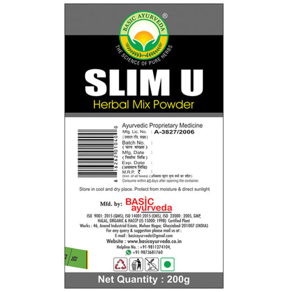 Basic Ayurveda Slim U Herbal Mix Powder