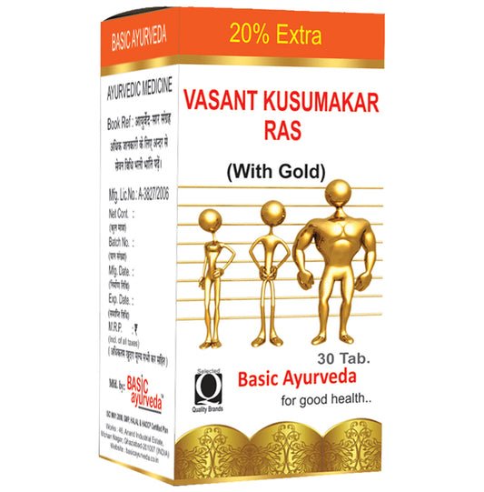 Basic Ayurveda Vasant Kusumakar Ras with Gold - Classic Derma