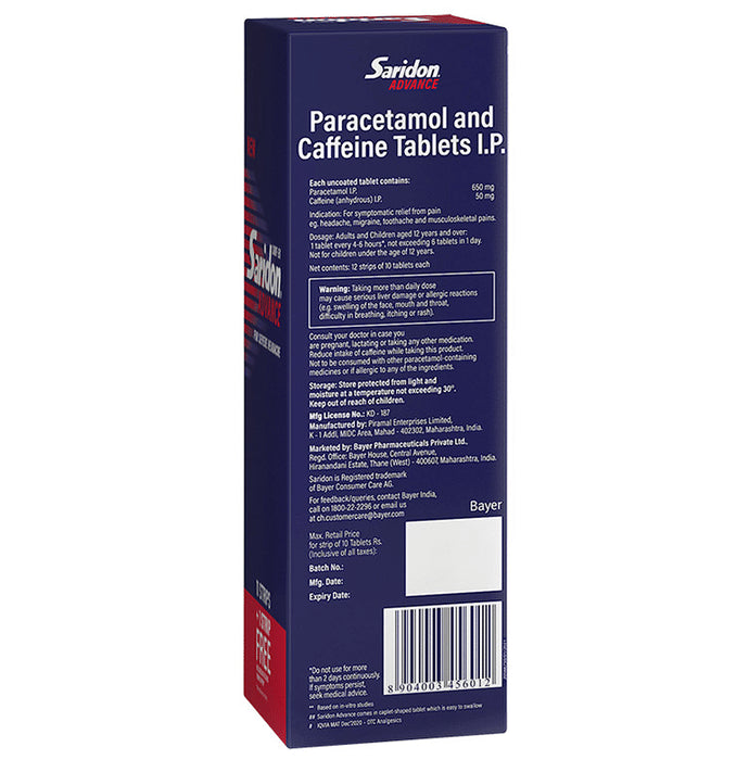 Bayer Combo Pack of Supradyn Daily Multivitamin 15 Tablet & Saridon Advance 10 Tablet