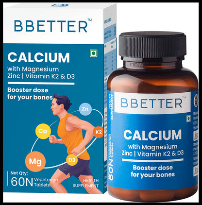 BBetter Calcium with Magnesium Zinc I Vitamin K2 & D3 Tablet - Classic Derma