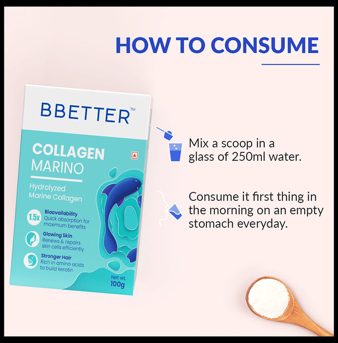 BBetter Collagen Marino Pure Hydrolyzed Marine Collagen Powder Sachet (10gm Each)