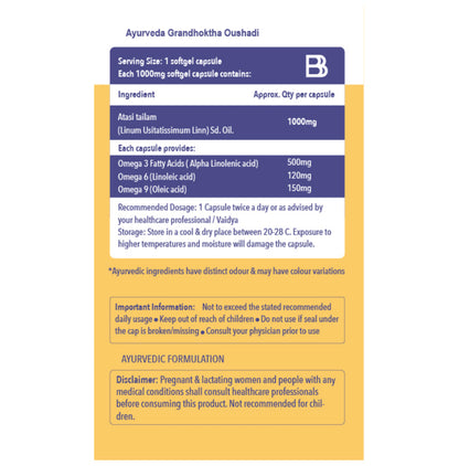 BBetter Flax Seed Oil 1000mg Soft Gelatin Capsule