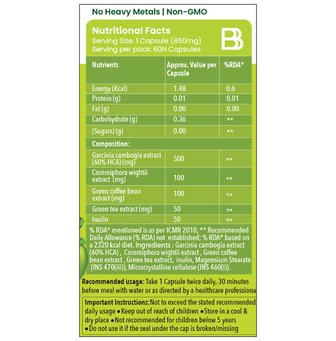 BBetter Garcinia Cambogia Vegetarian Capsule