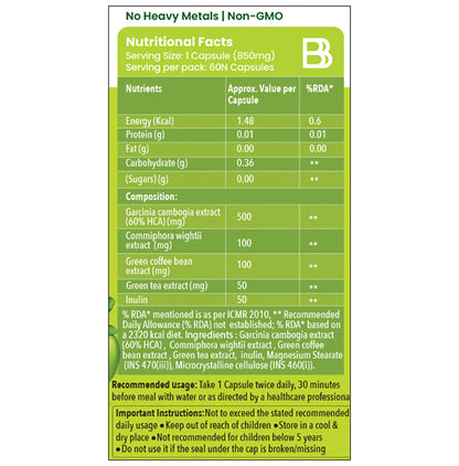 BBetter Garcinia Cambogia Vegetarian Capsule