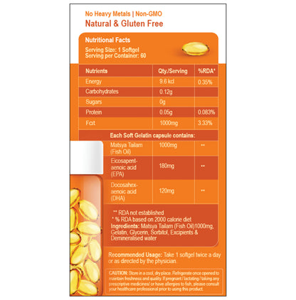 BBetter Omega 3 Fish Oil 1000mg Softgel | For Heart, Joint & Eye Health | Vitamins & Nutritional Supplement