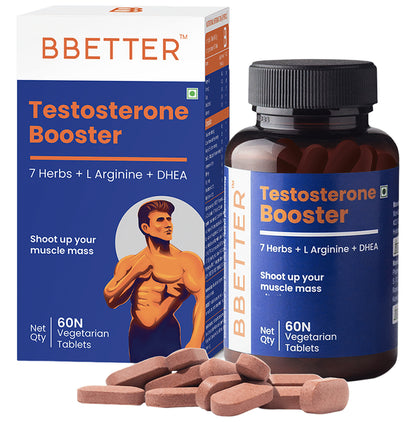 BBetter Testosterone Booster with L-Arginine & DHEA | For Muscle Mass | Tablet - Classic Derma
