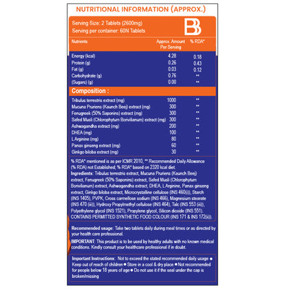 BBetter Testosterone Booster with L-Arginine & DHEA | For Muscle Mass | Tablet