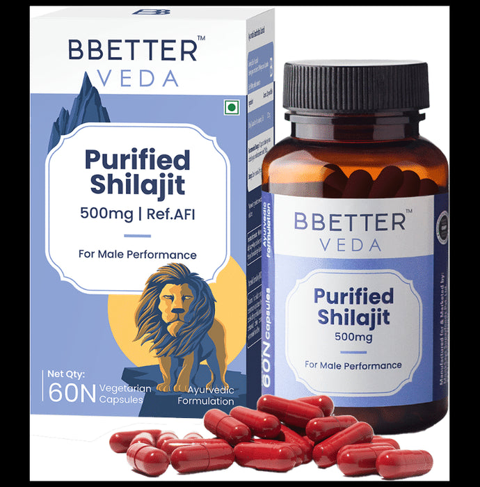 BBetter Veda Purified Shilajit 500mg Vegetarian Capsule - Classic Derma