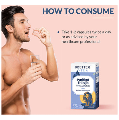 BBetter Veda Purified Shilajit 500mg Vegetarian Capsule