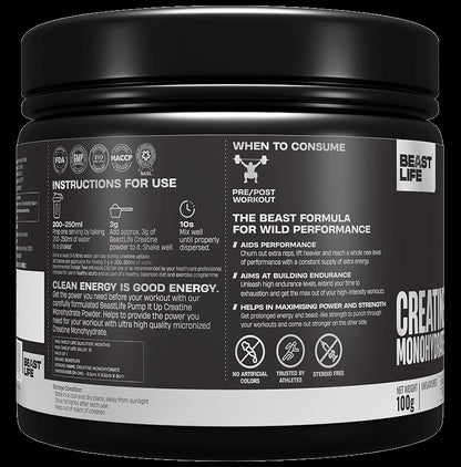 BeastLife Creatine Monohydrate Powder Unflavored