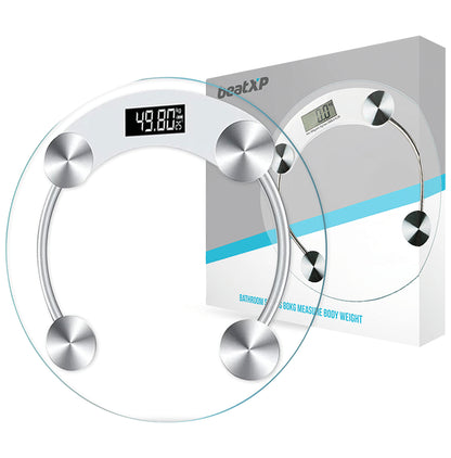beatXP 304670000000 Digital Weighing Machine Transparent Glass Finish with LCD Display - Classic Derma