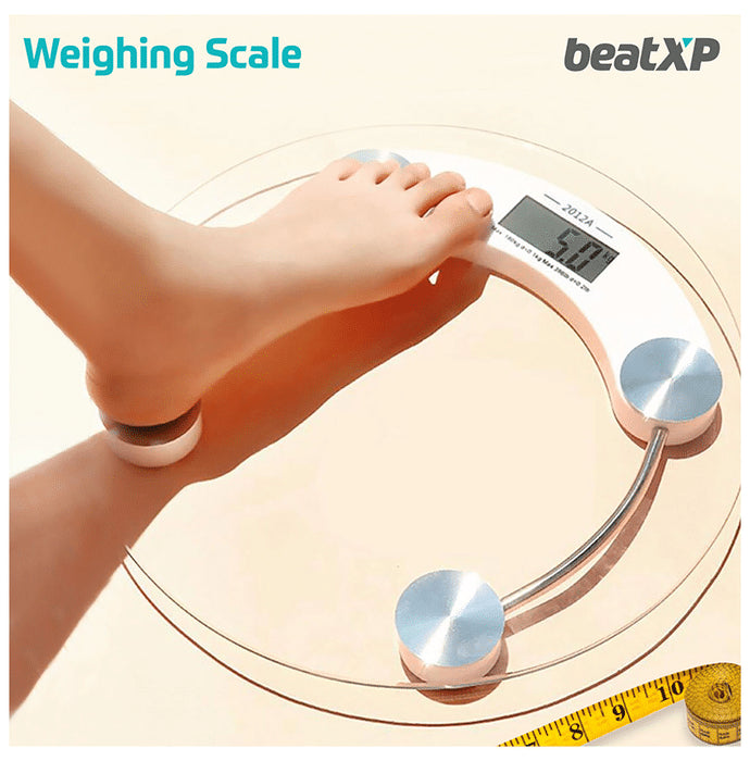 beatXP 304670000000 Digital Weighing Machine Transparent Glass Finish with LCD Display