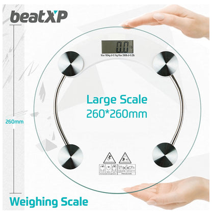 beatXP 304670000000 Digital Weighing Machine Transparent Glass Finish with LCD Display