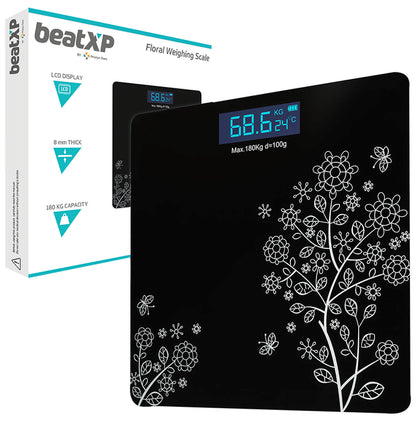 beatXP Digital Weighing Scale with LCD Display Black Floral 304670000000 - Classic Derma