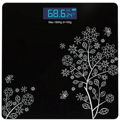 beatXP Digital Weighing Scale with LCD Display Black Floral 304670000000