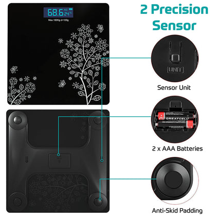 beatXP Digital Weighing Scale with LCD Display Black Floral 304670000000