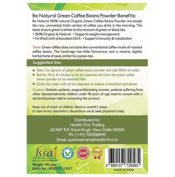 Benatural Green Coffee Beans Powder Cinnamon & Elaichi