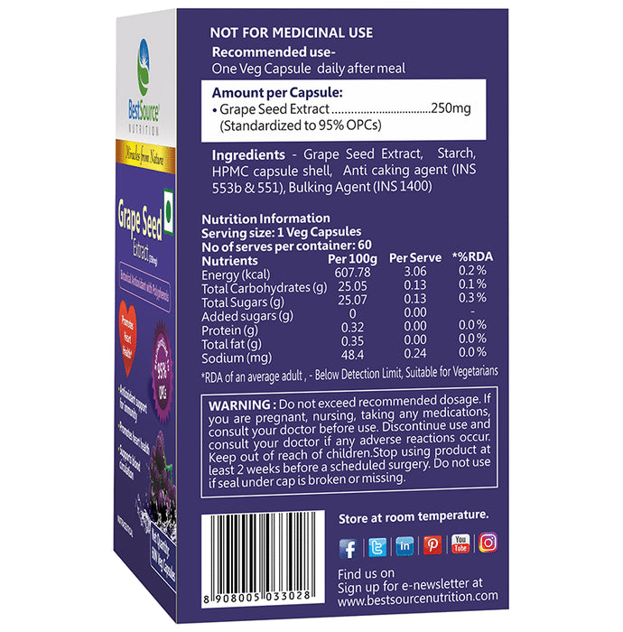 BestSource Nutrition Grape Seed Extract 250mg Capsule