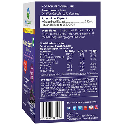 BestSource Nutrition Grape Seed Extract 250mg Capsule