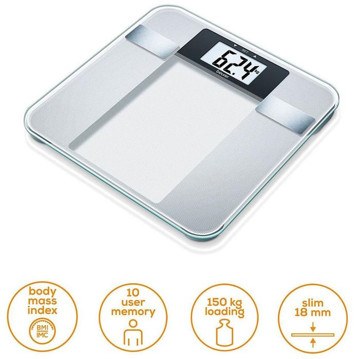 Beurer BG 13 Diagnostic Bathroom/Weighing Scale Transparent