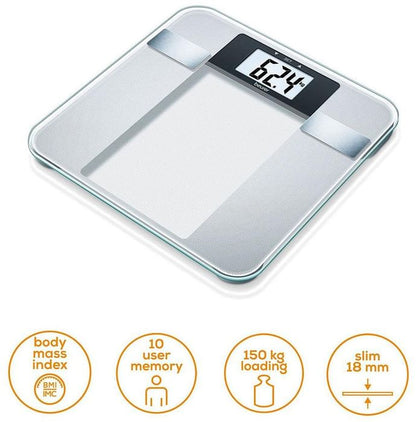 Beurer BG 13 Diagnostic Bathroom/Weighing Scale Transparent