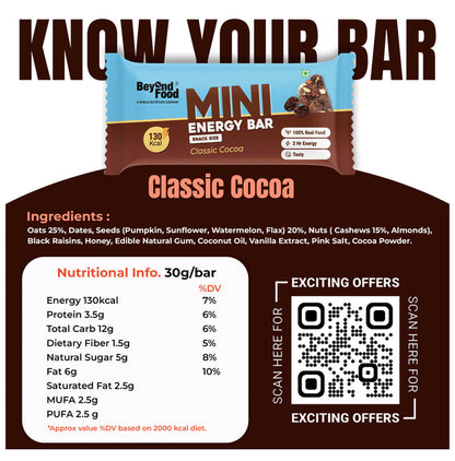 Beyond Food Mini Energy Bar Classic Cocoa