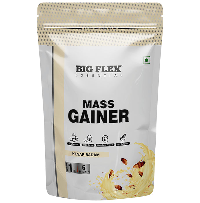 Big Flex Essential Mass Gainer Powder Kesar Badam - Classic Derma