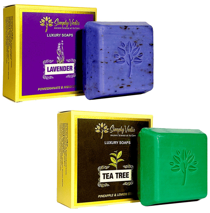 Simply Vedic Combo Pack of Luxury Soap (100gm Each) Lavender & Tea Tree - Classic Derma