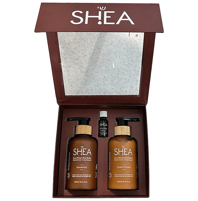 Beauty Garage Shea Hair Care Gift Set (Shampoo, Conditioner & Shea Oil) - Classic Derma