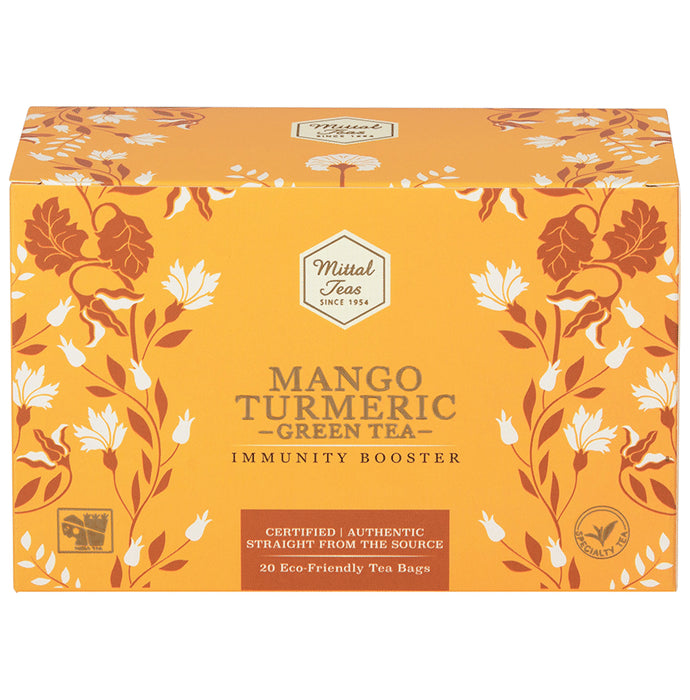Mittal Teas Mango Turmeric Green Tea Bags (20 Each) - Classic Derma